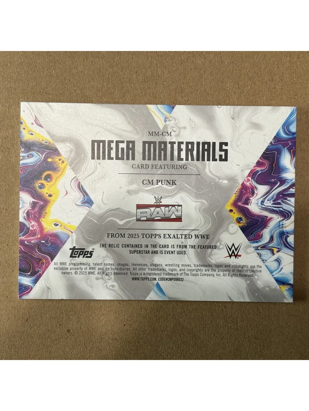 2025 Topps Exalted WWE Cm Punk #MM-CM Mega Materials Green #/50